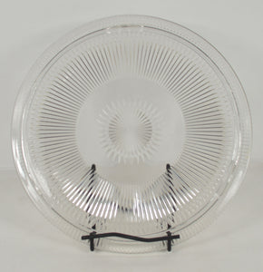 Vtg Chrome Aluminum Cake Cover Keeper with Decorative Pressed Glass Plate