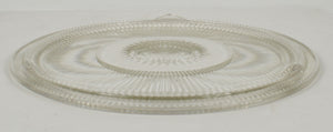 Vtg Chrome Aluminum Cake Cover Keeper with Decorative Pressed Glass Plate