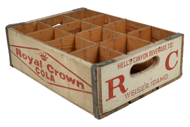 Vintage Royal Crown RC Cola Hell's Canyon Beverage CO Idaho Wood Shipping Crate