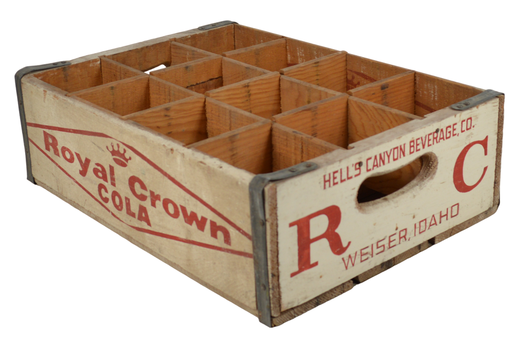 Vintage Royal Crown RC Cola Hell's Canyon Beverage CO Idaho Wood Shipping Crate