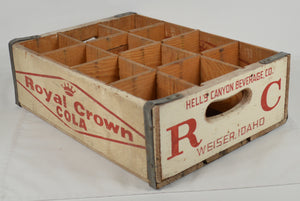 Vintage Royal Crown RC Cola Hell's Canyon Beverage CO Idaho Wood Shipping Crate