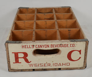 Vintage Royal Crown RC Cola Hell's Canyon Beverage CO Idaho Wood Shipping Crate