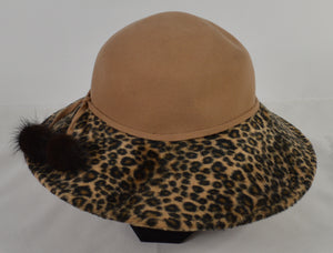 Scala Vintage Leopard Print Wool Fur Tassels Hat