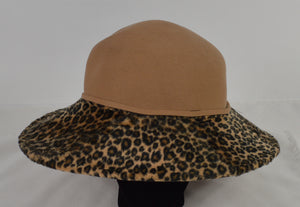 Scala Vintage Leopard Print Wool Fur Tassels Hat