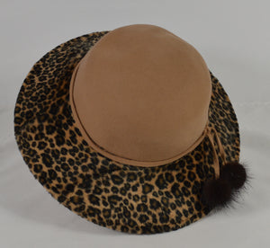 Scala Vintage Leopard Print Wool Fur Tassels Hat