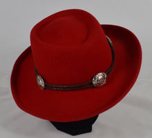 Scala Vintage Wool Red Cowboy Hat Leather Trim Concho Western