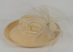 Sonni San Francisco Cream Wool Hat w/ Pearls & Rhinestones Vintage