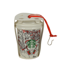 Starbucks Red Cup Ceramic Christmas Ornament Brand New Old Stock - Hard to Find Pattern
