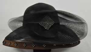 Whittall & Shon Black Kentucky Derby Hat Fancy Church Funeral Tea Vintage