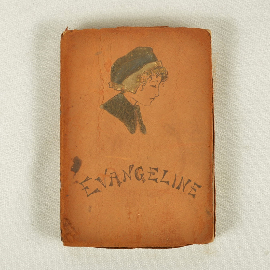 Vintage EVANGELINE Book By LONGFELLOW Hand Painted Suede Cover HURST Publishing