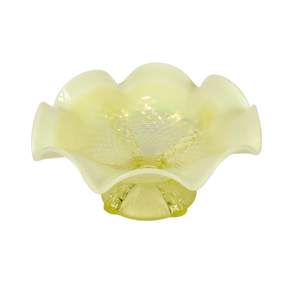 EAPG Northwood Glass Alaska Compote Vaseline Opalescent Uranium C1897