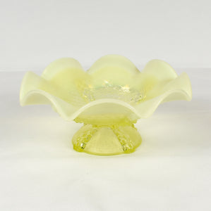 EAPG Northwood Glass Alaska Compote Vaseline Opalescent Uranium C1897