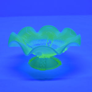 EAPG Northwood Glass Alaska Compote Vaseline Opalescent Uranium C1897