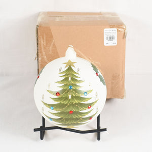 Pottery Barn Retired Glass Christmas Ornament Tree Holly Large 6" Ball