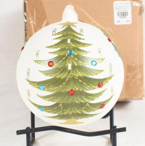 Pottery Barn Retired Glass Christmas Ornament Tree Holly Large 6" Ball