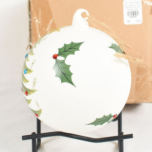 Pottery Barn Retired Glass Christmas Ornament Tree Holly Large 6" Ball