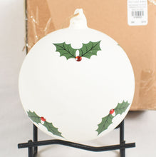 Pottery Barn Retired Glass Christmas Ornament Tree Holly Large 6" Ball