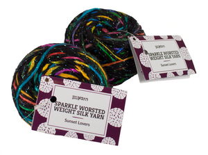 Darn Good Yarn Crisp Sunset Lovers - Sport Weight Silk - Sparkle Worsted - 2 Cakes