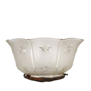 Antique Victorian Frosted Glass Gas / Oil Lamp Shade w/ Bracket Starburst
