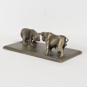 Wall Street Bull & Bear Pewter Sculpture