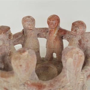 Vtg. Circle of Friends Candle Holder Terracotta / Clay 8 Dancers