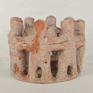 Vtg. Circle of Friends Candle Holder Terracotta / Clay 8 Dancers