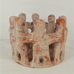 Vtg. Circle of Friends Candle Holder Terracotta / Clay 8 Dancers