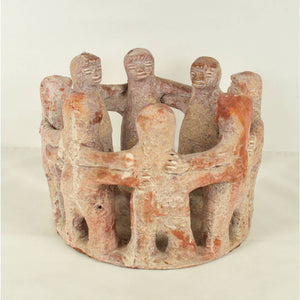 Vtg. Circle of Friends Candle Holder Terracotta / Clay 8 Dancers